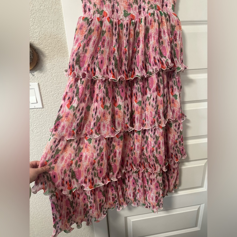 Ganni PLEATED GEORGETTE SMOCK MIDI DRESS - sugar plum - Picture 11 of 16